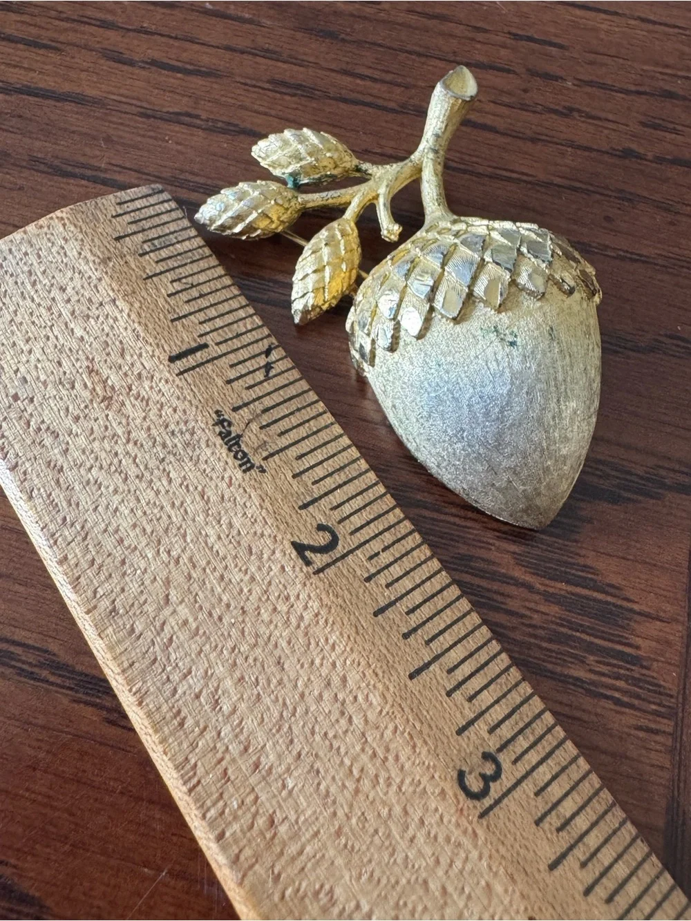 Vintage Mamselle Acorn Brooch Pin Gold Tone Statement Large Faceted Golden